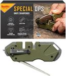 Smith’s 50981 Pocket Pal Tactical Knife Sharpener - OD Green - 2 Stage Sharpener & Diamond Sharpening Rod - Pocket Clip - Outdoor Hunting Knife & Hook Sharpener - Compact & Lightweight