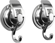 SOCONT Suction Cup Hooks for Shower, Heavy Duty Vacuum Shower Hooks for Inside Shower, Silver-Plated Plished Easy to Install Super Suction for Kitchen Bathroom Restroom,2 Pack