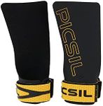 PICSIL Golden Eagle Hand Grips, Fingerless Grip Gloves Wrist Support for Weightlifting & Gymnastics with Micro-Diamond Technology for Magnesium Retention, Blocks Tears & Blisters, Gold, L/XL