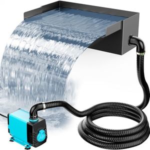 POPOSOAP Pond Waterfall Box with Pump Kit, 304 Stainless Steel Pond Waterfall Spillway with 40W 660GPH Pump for Ponds, Pond Spillway with 9.8FT Corrugated Tubing for Garden Waterfall (12.2")