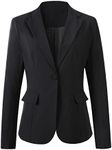 Beninos Womens One Button Blazer Lightweight Office Work Suit Jacket (918 Black, S)