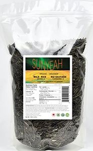 SUNYEAH Organic Canadian Wild Rice, 2 Kg(4.4 LB), Grade A, Full Grain（10-15mm）, Canadian North Saskatchewan Organic Ice Lake Harvest Long Grain Wild Rice , Bulk Wild Rice Organic, NO-GMO, Gluten free, Vegan