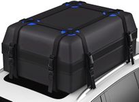 VALLYDOM 15 Cubic Feet Car Roof Bag, 100% Waterproof Roofing Cargo Carrier with Anti-Slip Mat, Combination Lock & Straps, Rooftop Luggage Storage Box (Blue)