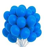 Prextex 75 Blue Party Balloons 12 Inch Blue Balloons with Matching Color Ribbon for Blue Theme Party Decoration, Weddings, Baby Shower, Birthday Parties Supplies or Arch Décor - Helium Quality