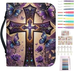 Christian Jesus Easter Day Leather Bible Cover Case Zipper Women Men Large Capacity Multiple Pockets Handle Carrying Fit Book