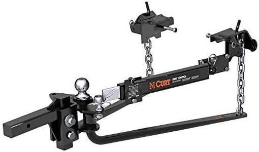 CURT 17062 Round Bar Weight Distribution Hitch with Integrated Lubrication and Sway Control, Up to 10K, 2-in Shank, 2-5/16-Inch Ball, Black