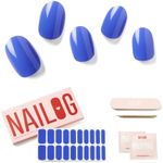 NAILOG Semi Cured Gel Nail Strips (20 Extra Long Stickers/Wraps) Glossy & Long Lasting Soft Gel Finishing,Pastel Quail Eggshell, Violetta