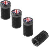 Sylvil 4 PCS Car Tire Valve Stem Caps, Leakproof Auto Rim Wheel Valve Stem Cap with O Rubber Seal, Dustproof Stem Covers for Car SUV Bike Truck Motorcycle, Car Accessories (Black, UK Flag)