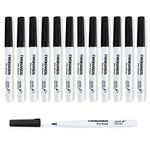 TWOHANDS Dry Erase Markers Ultra Fine Tip 0.7mm,Low Odor,Extra Fine Point,Black,Whiteboard Pens for Office,Home,or Planning Whiteboard,12 Count,20536