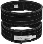 DEFY Power Lifting Belt Lever Buckle Genuine Leather 10MM Gym Training Exercise Belt Black (Small)