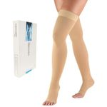 VENOSAN 100 Natural Look Medical Compression Support Stockings for Varicose Veins, Leg Circulation & Pain Relief, Class 2, Open Toe, Ideal for Men & Women, Mid Thigh Above Knee, 23-32 mmHg (Class-2 AGH, M)