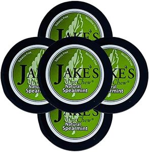 Jake's Mint Chew 1.2oz Can - Natural Spearmint Flavor - Nicotine/Tobacco Free (5) Five Cans