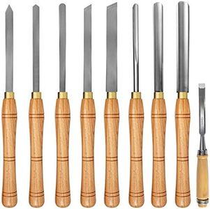 Vevor Lathe Chisel 8 Piece Wood Lathe Chisel Cutting Carving HSS Steel Blades Wood Turning Tools Lathe Chisel Set Wooden Case for Storage for Wood Turning Hardwood One Free Chisel - Amazon.com