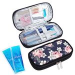 SUNMON Insulin Cooler Travel Case - Handy Diabetes Travel Case for Insulin Pen, Portable Medicine Cooler for Travel with 2 Ice Pack (Flower)