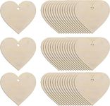 Cliths 80Pcs 3IN Wooden Hearts for Crafts, DIY Unfinished Wooden Ornaments Embellishments, Heart Sign Tag for Valentine's Day, Birthday Party, Wedding Decoration