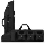 DULCE DOM Double Rifle Case 42'' Soft Gun Bag Tactical Backpack with Movable Divider for Hunting Shooting Range, MOLLE System Multiple Magazine Pouches & Accessory Bags (BLACK)