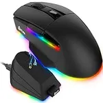 KLIM Blaze X RGB + New Version 2024 + Rechargeable Wireless Gaming Mouse with Charging Dock + Long-Lasting Battery + Up to 12000 DPI + Wired & Wireless Mouse PC, PS5, PS4, Mac + Black