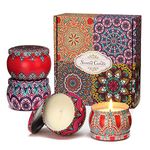 Scented Candles Gift Set, 4 Pack 100% Soy Wax Tin Candle 4.4/4 OZ 25 Hours Burn Time Portable Aromatherapy Set for Women Bath Yoga Spa Home Birthday Stress Relief (Red)