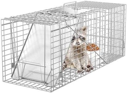 HomGarden Live Animal Cage Trap 32'' Steel Humane Release Rodent Cage for Rabbits, Stray Cat, Squirrel, Raccoon, Mole, Gopher, Chicken, Opossum, Skunk, Chipmunks, Groundhog Squire