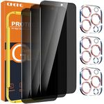 QHOHQ Pack of 3 Privacy Screen for iPhone 15 Ultra 6.7 Inch with 3 Camera Protection, Anti-Spy Tempered Glass Protection Glass, HD Privacy Film, Anti-Scratch, Bubble-Free, Easy to Install Rose Gold