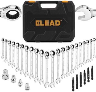 ELEAD 33-Piece Combination Ratchet Wrench Set | CR-V Steel | SAE & Metric Sizes | 72-Tooth Gear Design | Organizer Carry Case | Ideal for Mechanics & DIY