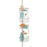 mDesign Tension Pole Corner Shower Caddy for Bathroom - Extendable Shower Shelves for Soap and Bath Accessories Storage - Telescopic Shower Caddy and Bathroom Organizer - Omni Collection - Satin