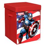 Kuber Industries Marvel Captain America Print Foldable Laundry Basket|Clothes Storage Basket With Handle & Lid,60 Ltr.(Red)