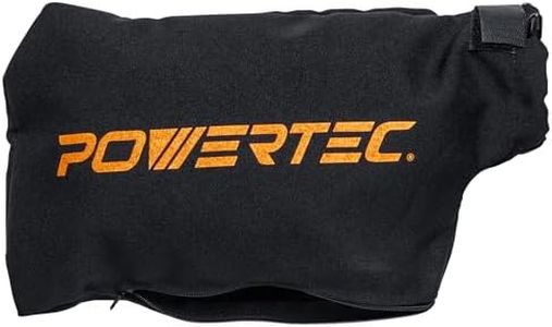 POWERTEC Miter Saw Dust Collector Bag for 10", 12" Miter Saw, Fits Nominal 2-1/2" Dust Ports, Hook and Loop Dust Bag w/Zipper and Wired Adjustable Stand for Belt Sander (75075)