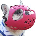 BARKLESS Short Snout Dog Muzzle, Soft Silicone Flat Faced Muzzle for French Bulldog Shih Tzu and Pug for Biting Chewing Licking and Grooming, Allows Panting