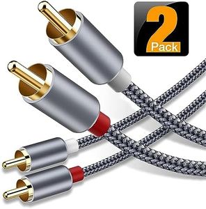 RCA Cable, Goalfish 2RCA Male to 2RCA Male Stereo Audio Cables【2-Pack/4ft, Hi-Fi Sound, Shielded】Braided RCA Stereo Cable for Home Theater, HDTV, Amplifiers, Hi-Fi Systems, Car Audio, Speakers (Grey)