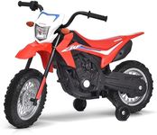 Blitzshark 12V Kids Ride on Motorcycle Licensed Honda Dirt Bike Electric Motorcycle for Kids Battery Powered Motorbike with Detachable Training Wheels, Headlight, Music, Horn, Red