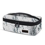 Gloppie Small Lunch Box for Women Men Insulated Lunch Bag Mini Lunchbag for Bento Box Flat Lunch Pail Petty Food Containers Portable Cooler Bags Reusable Snack Bag Loncheras para Mujer White Marble