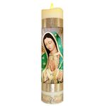 Our Lady of Guadalupe Half Body Engraved Flameless LED Devotional Prayer Candle Religious Gold Foil Decoration for Home, Office, or Place Workship
