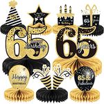 9 Pieces 65th Birthday decorations 65th birthday centerpieces for Tables Decorations Cheers to 65 Years Honeycomb Table Topper Happy 65th Birthday Decorations for Men and Woman Sixty-five Years Birthday Party