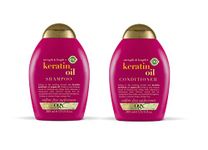 OGX Strength & Length Keratin Fortifying Anti-Frizz Shampoo + Conditioner Combo | Damaged Hair & Split Ends, with Keratin Proteins & Argan Oil, Paraben Sulfate Free 770 ml