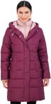 Jones NY Hooded Women's Puffer Jacket with Pillow Collar Bib, Womens Winter Coat, Wine - XXL