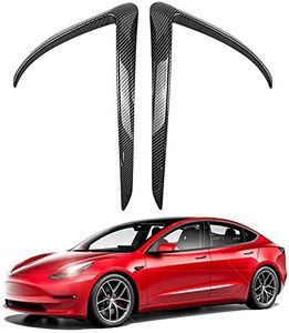 Tesla Model 3 Front Fog Light Trim Cover Fog Lamp Frame Blade Trim Eyebrow Spoiler Accessories for 2017-2023 Model 3(Glossy Carbon Fiber)