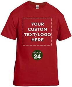 DISCOUNT PROMOS Gildan Heavy Cotton T-Shirt - Customizable Text, Logo - 24-Pack Plain - Plain Men's Heavy Weight Shirt - Red
