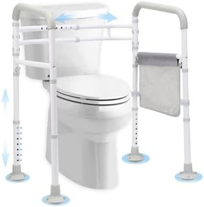 Stand Alone Toilet Safety Rail - Adjustable Detachable Medical Toilet Safety Frame for Elderly, Heavy Duty Toilet Handles for Elderly and Handicap Toilet Seat Handles with Storage Bag