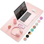 YSAGi Desk Mat, Mouse Pad,Waterproof Desk Pad,Large Mouse pad for Desk, Leather Desk Pad Large for Keyboard and Mouse,Dual-Sided Mouse Mat for Office and Home (31.5" x 15.7", Pink)