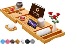 ROYAL CRAFT WOOD Bathtub Caddy, Bamboo Shower Bath Tub Tray Organizer.