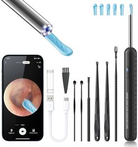 Ear Wax Removal, Ear Cleaner with Camera and Light, FSA HSA Eligible, Ear Wax Removal Tool Camera with 1080P, Ear Cleaning Kit with 6 Spoons, Ear Camera for iOS & Android (Black)