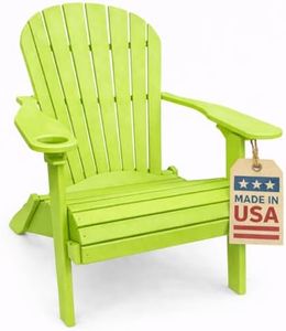 Tropical Lime Green-Poly Lumber Folding Adirondack Chair with Rolled Seating Heavy Duty Everlasting Lifetime PolyTuf HDPE - Made in USA - Amish Crafted