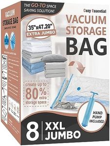 8 Pack XXL Jumbo Vacuum Storage Bags, Extra Jumbo Vacuum Sealed Bags for Comforters, Bedding, Blanket Storage, Space Saver Extra Large Vacuum Storage Bags for Huge Stuffed Toy(47.2x35 in)