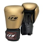 LEW Gold Boxing Gloves for Training/Muaythai/Punching Bag/Sparring with a Pair of Hand Wraps (Gold, 12 OZ)