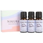 Nikura Juniper Berry Essential Oil - 30ml (3 x 10ml) | 100% Pure Natural Oils | Perfect for Aromatherapy, Diffusers, Humidifier, Bath | Great for Stress Relief, Improving Sleep | Vegan & UK Made