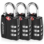 Fosmon TSA Accepted Luggage Locks (Black - 3 Packs), Open Alert Indicator 3 Digit Combination Padlock Codes for Travel Bag, Suit Case, Lockers