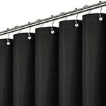 LiBa Waffle Weave Fabric Black Shower Curtain, 72 W x 84 H Water Repellent & Heavyweight, Hotel Quality & Machine Washable Cloth Linen Long Shower Curtains Set and for Bathroom