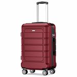 SHOWKOO Carry on Suitcase 20-Inch Small PC+ABS Hard Shell Lightweight Durable Travel Cabin Luggage with Double Spinner Wheels TSA Lock, 20" Red