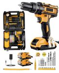 Cordless Drill Set 21V, 99PCS Electric Screwdriver Set with 2 Batteries 2000mAh, 25+3 Torque Cordless Hammer Drill, 42N.m Max Electric Drill, 2 Speed, LED Work Light for Home and Garden DIY Project